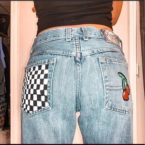 lucky brand jeans with handmade pained pockets!